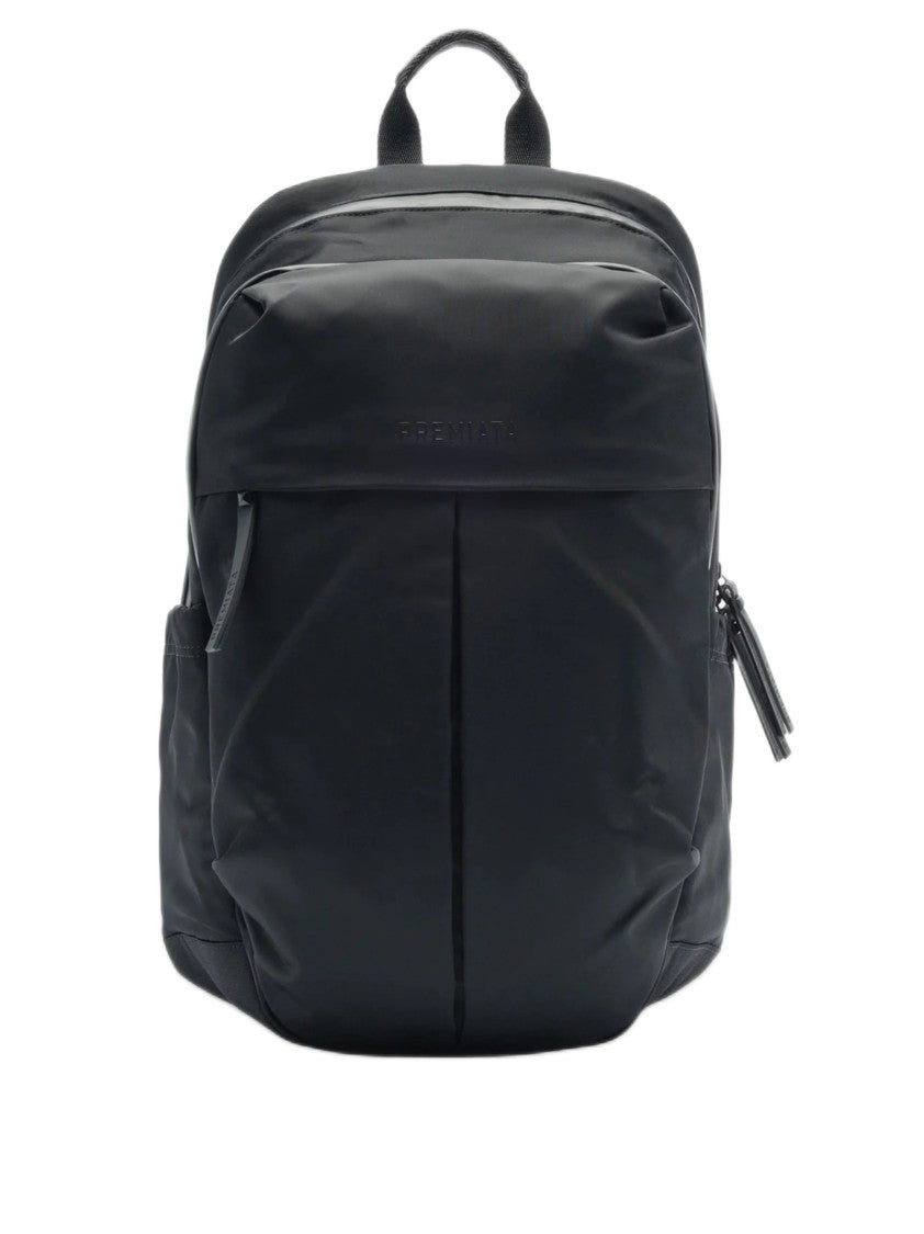 Premiata Contemporary Black Gabardine Backpack With Leather Accents
