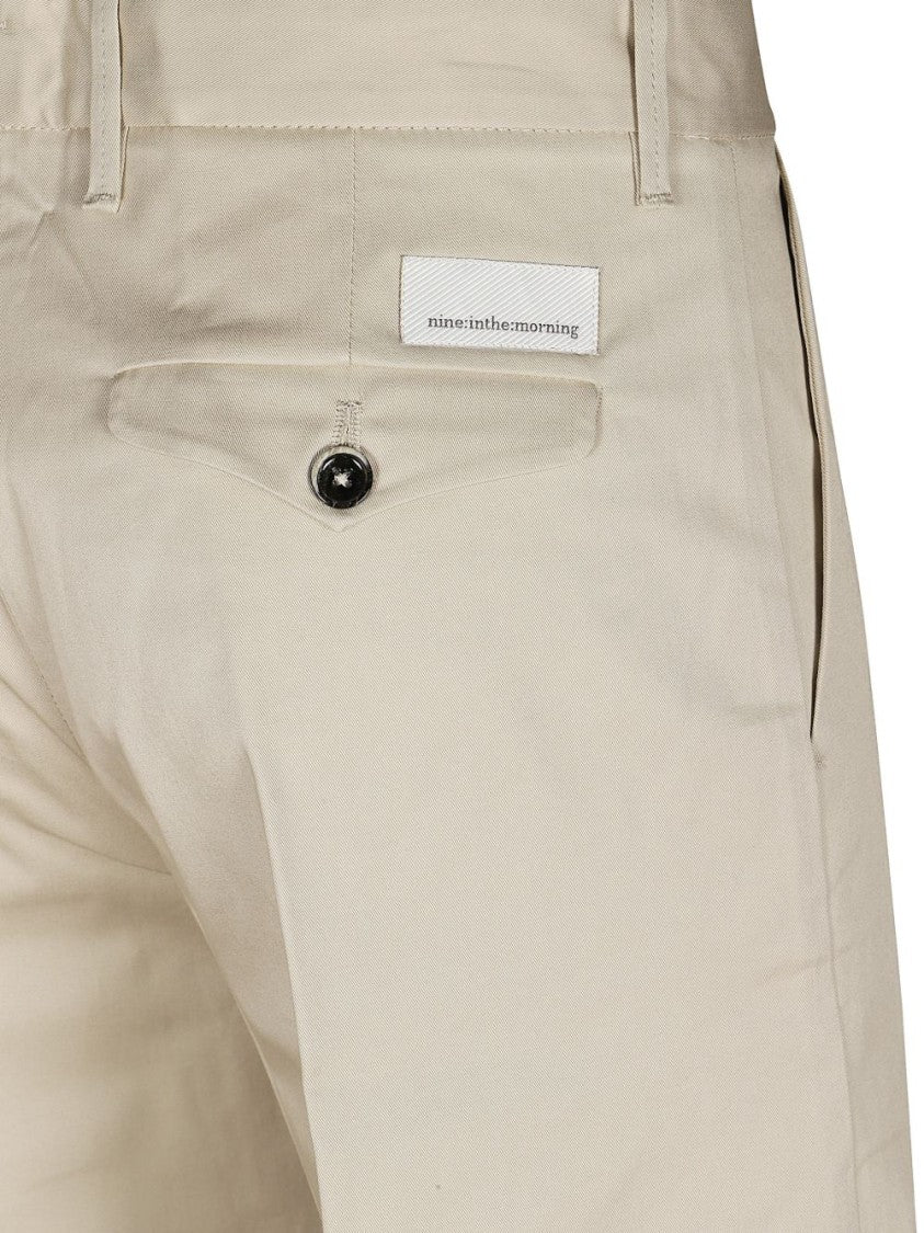 Nine In The Morning Beige Fold 2 Logo Trousers