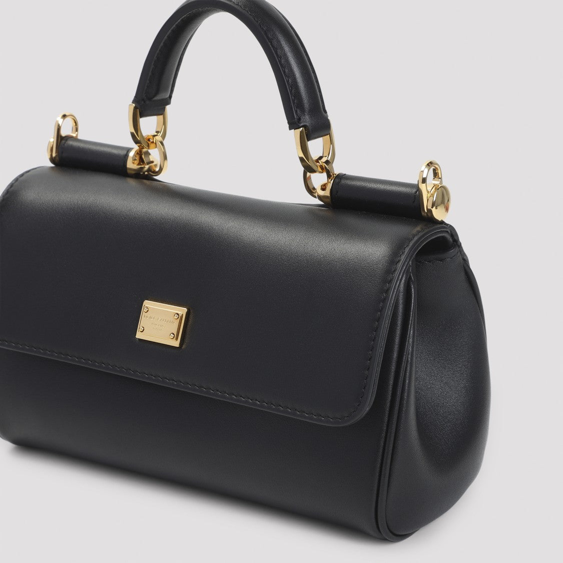 Dolce & Gabbana Black Calf Leather Top Handle Bag