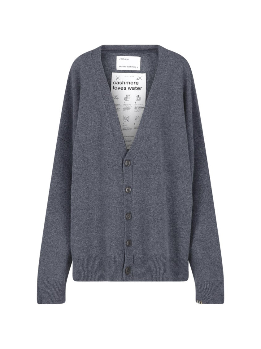 Extreme Cashmere Grey Simo V-Neck Long-Sleeve Cashmere Cardigan