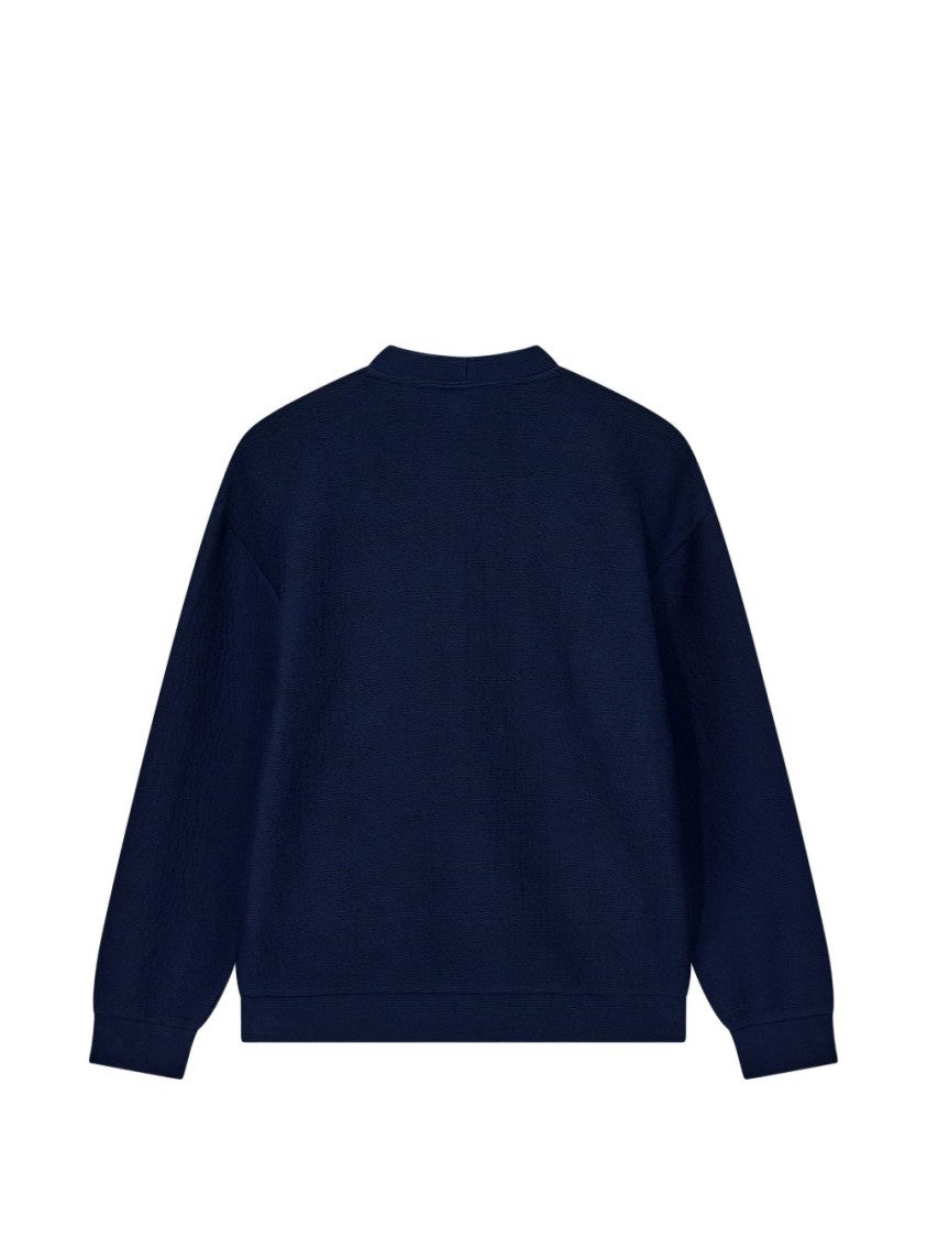 Giorgio Armani Grey Relaxed Fit Crew Neck Textured Sweater