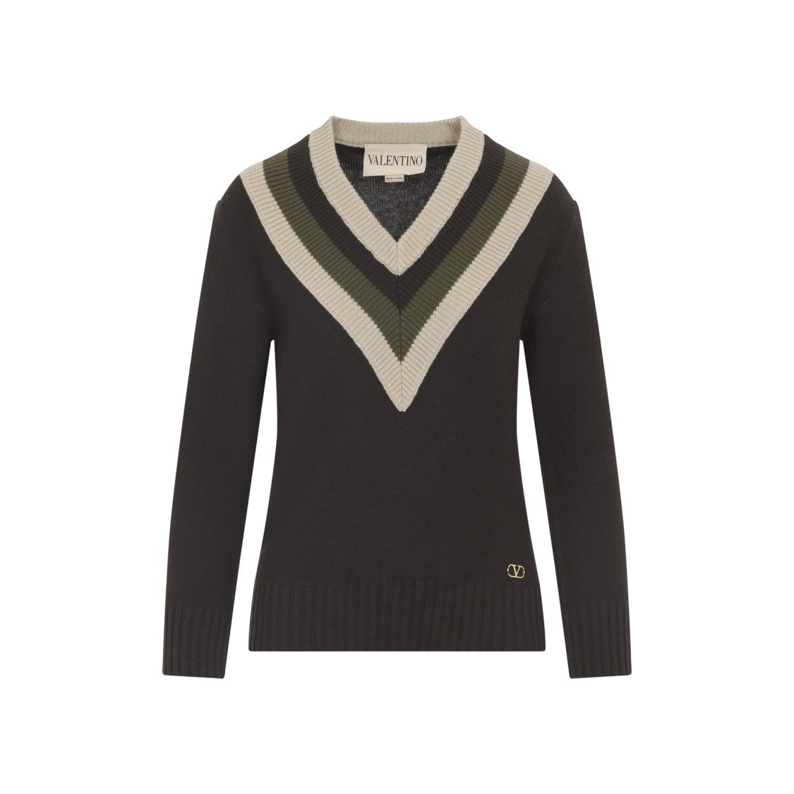Valentino Deep V-Neck Wool-Cashmere Blend Sweater
