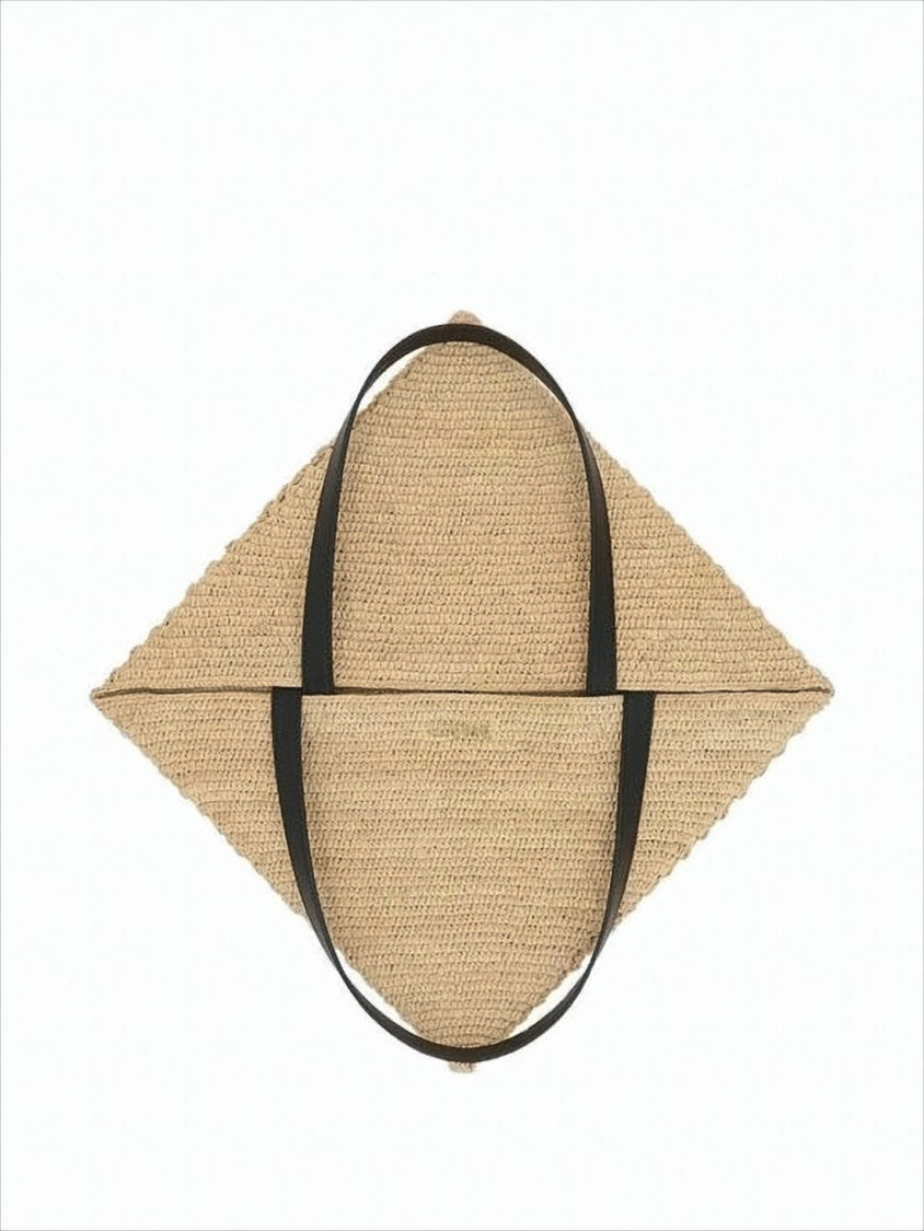 Loewe Geometric Raffia Tote Bag With Contrasting Leather Handles