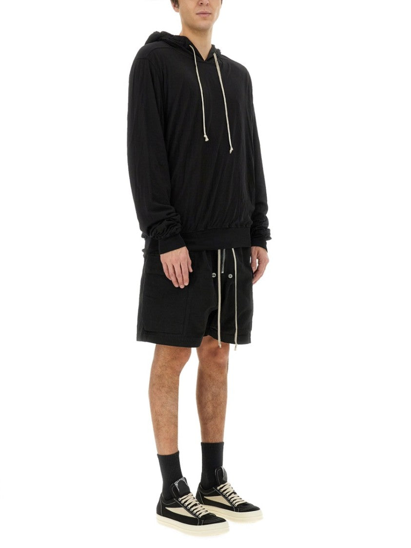 Drkshdw By Rick Owens Relaxed Fit Black Hoodie With Drawstring Hood