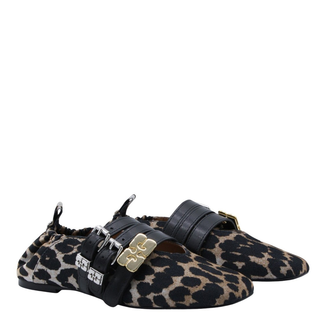 Ganni Pointed Toe Leopard Print Flats