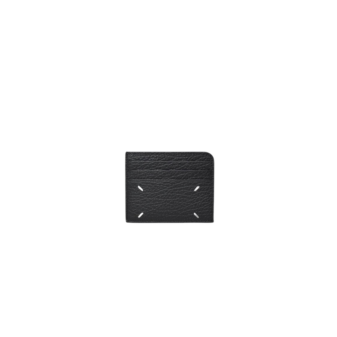 Maison Margiela Slim Black Leather Cardholder With Contrast Stitching