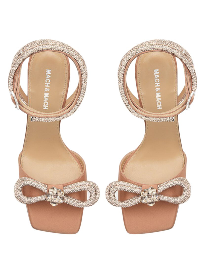 Mach & Mach Double Bow Satin Square Toe Sandals (95Mm)
