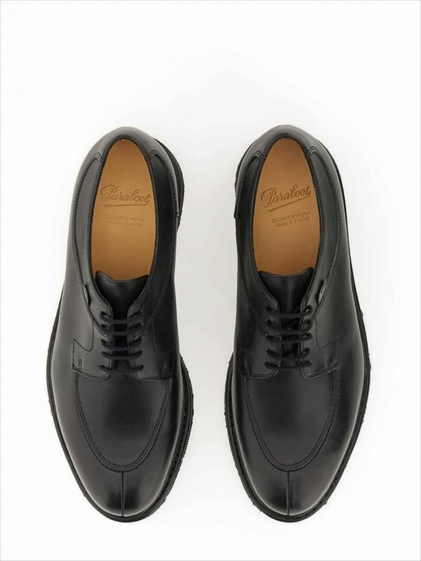 Paraboot Distinctive Black Leather Loafers With Split-Toe Design