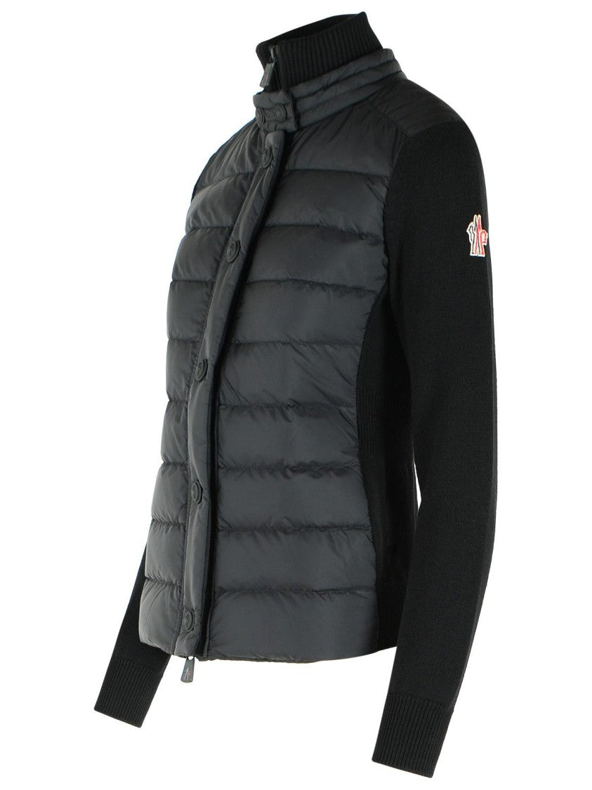Moncler Grenoble Black Quilted Virgin Wool-Blend Cardigan
