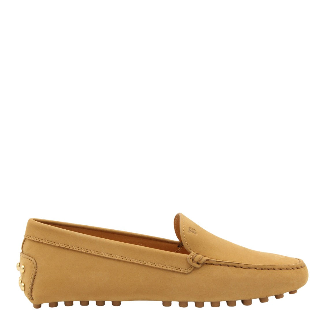 Tod's Camel Leather Flat Shoes With Moccasin Stitch