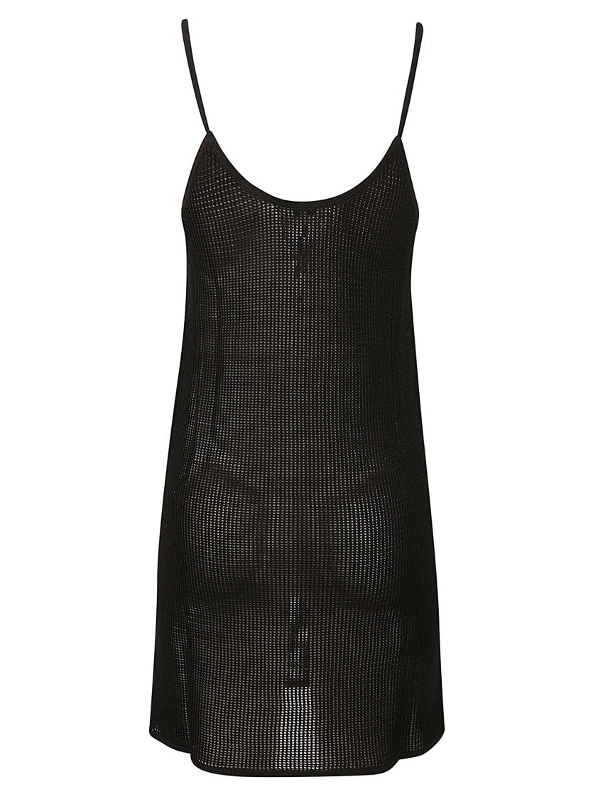 Chloé Sleeveless Black Knitted Mini Dress With Parrot Embroidery