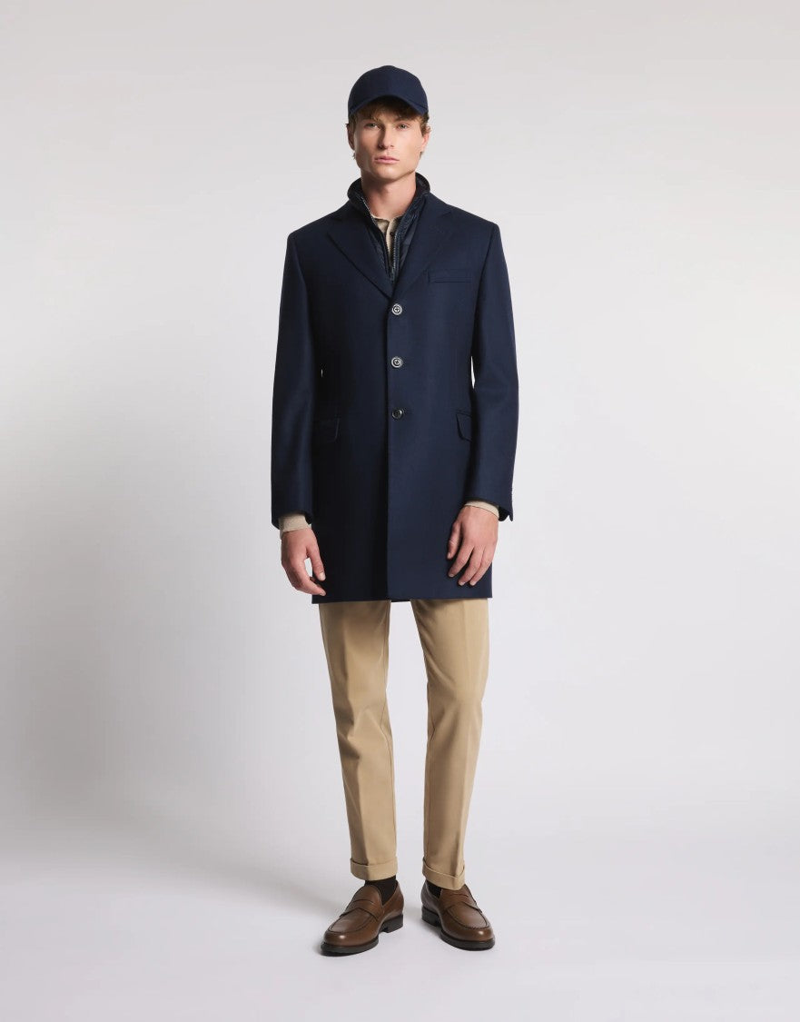 Fay Double-Breasted Structured Fay Coat With Notched Lapel