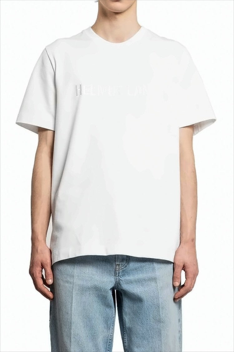 Helmut Lang Relaxed-Fit White Cotton Tee With Embossed Lettering