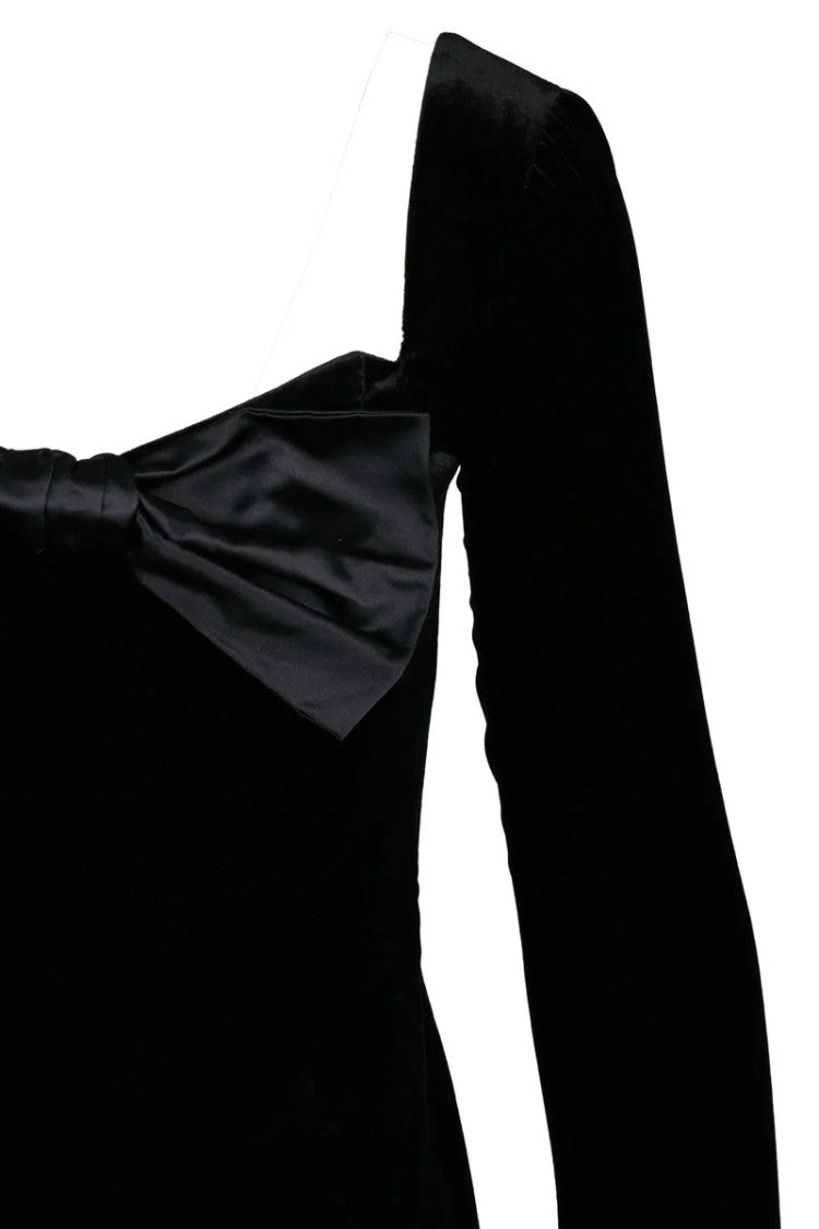 Alessandra Rich Velvet And Tulle Dress - Black