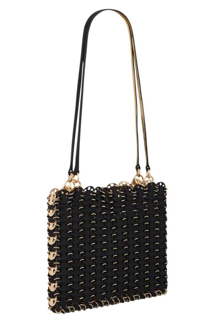 Rabanne Black Gold 1969 Flip Reversible Leather Shoulder Bag
