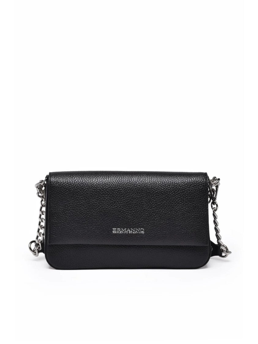 Ermanno Firenze Black Leather Baguette Bag