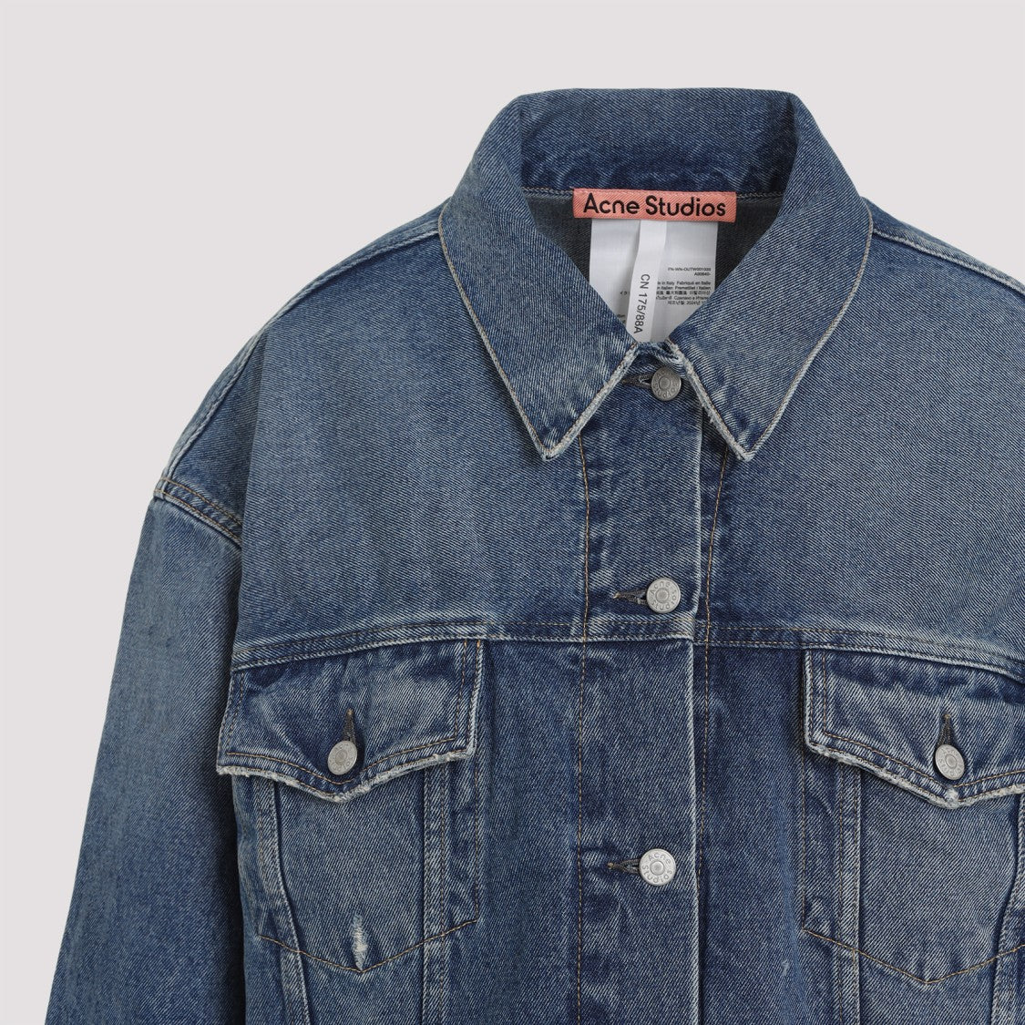 Acne Studios Cropped Mid Blue Cotton Denim Jacket