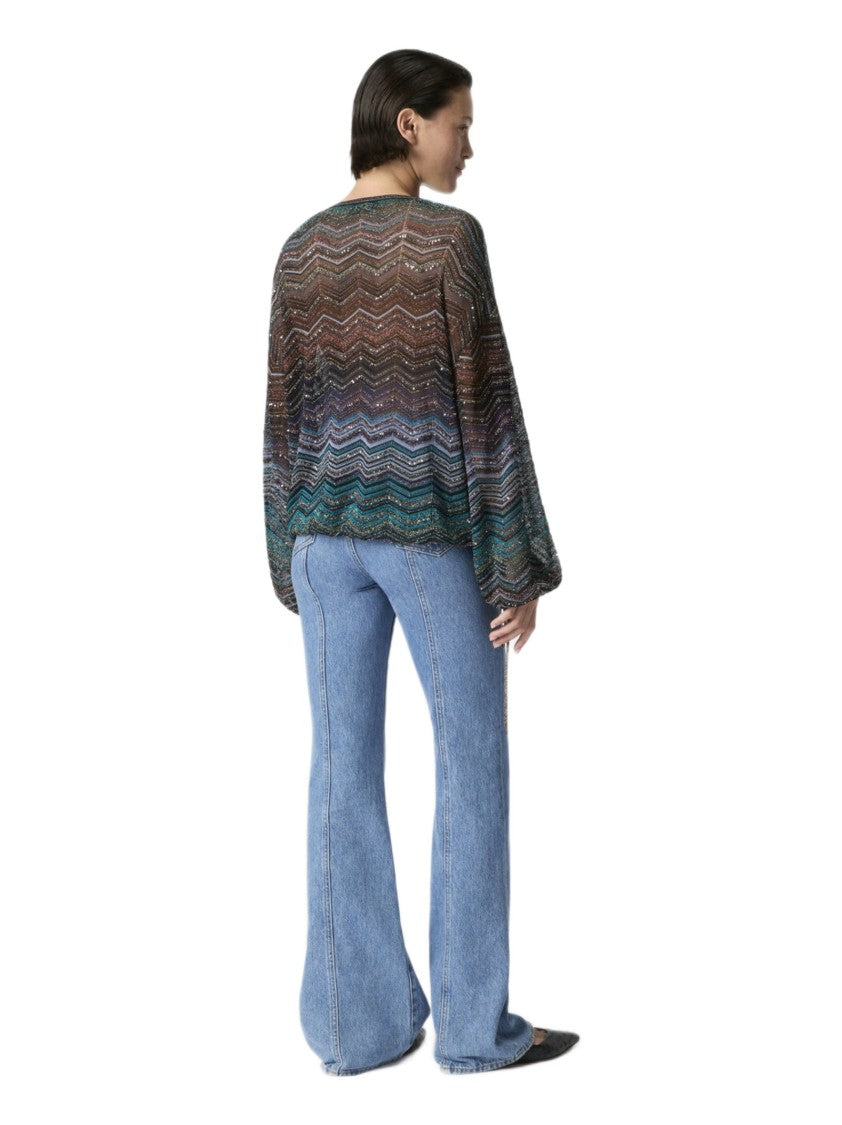 Missoni Multicolor Over Chevron Sequin Blusa