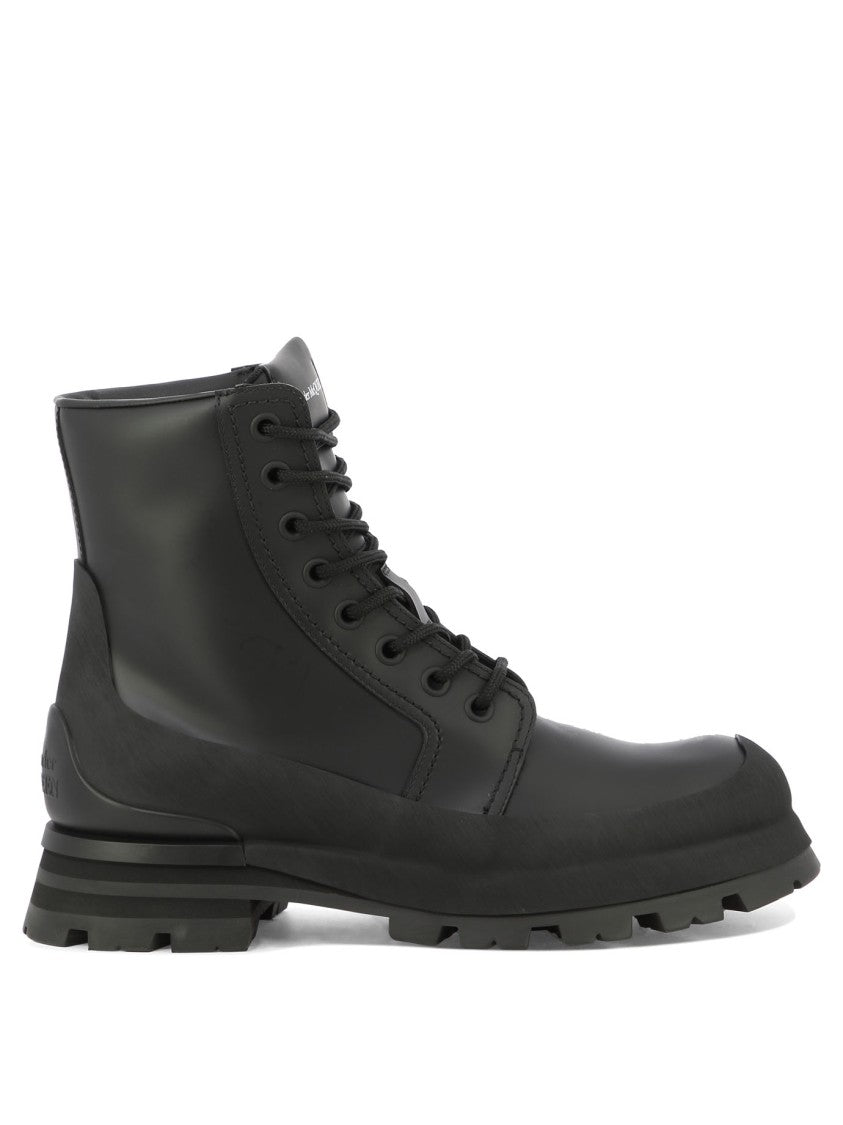 Alexander Mcqueen Leather-Rubber Ankle Boots