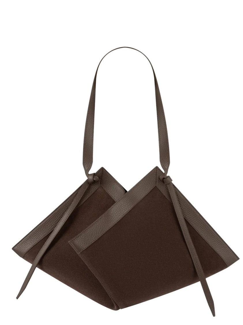 Yuzefi Bovine Leather Textured Ties Shoulder Bag