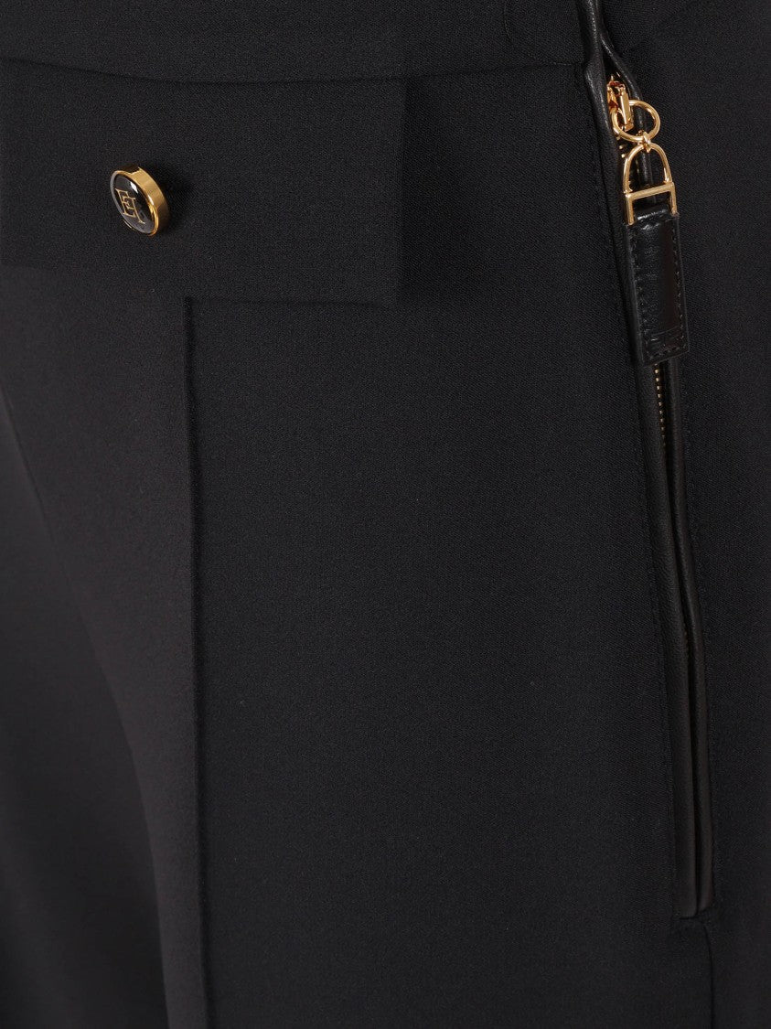 Elisabetta Franchi Straight-Leg Tailored Trousers With Decorative Gold-Tone Buttons