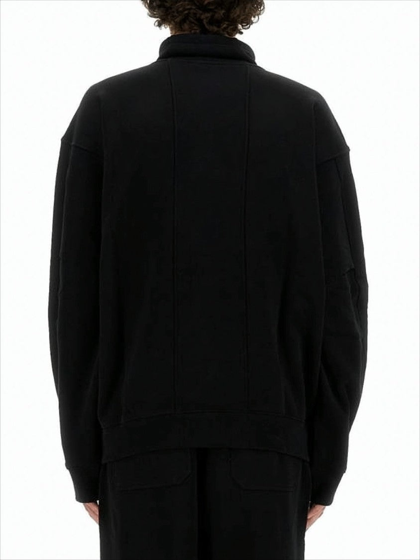 Helmut Lang Black Long-Sleeve Top With High Collar