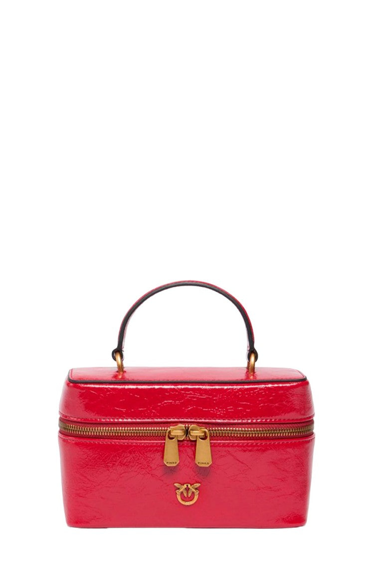 Pinko Red Leather Box Top-Handle Bag
