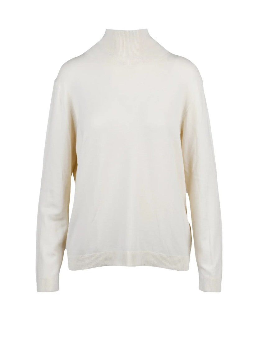 Max Mara Fitted Silk-Wool Blend Turtleneck Sweater With Ribbed Cuffs
