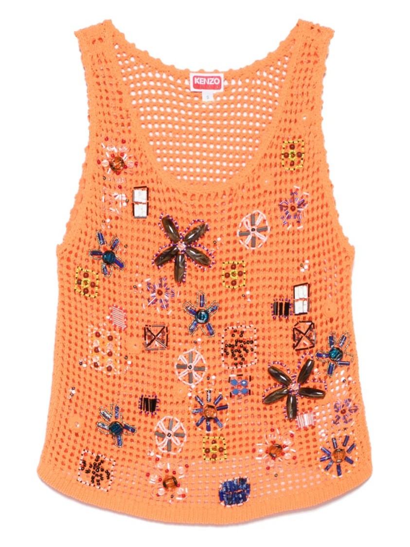 Kenzo Burnt Orange Sleeveless Scoop Neck Top