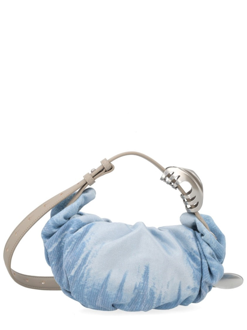 Diesel Light Blue Ruched Fabric Shoulder Bag
