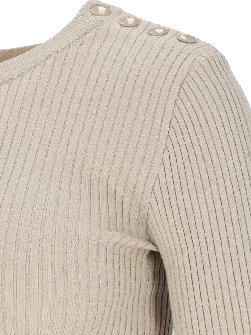 Courrèges Ribbed Knit Sweater – Beige
