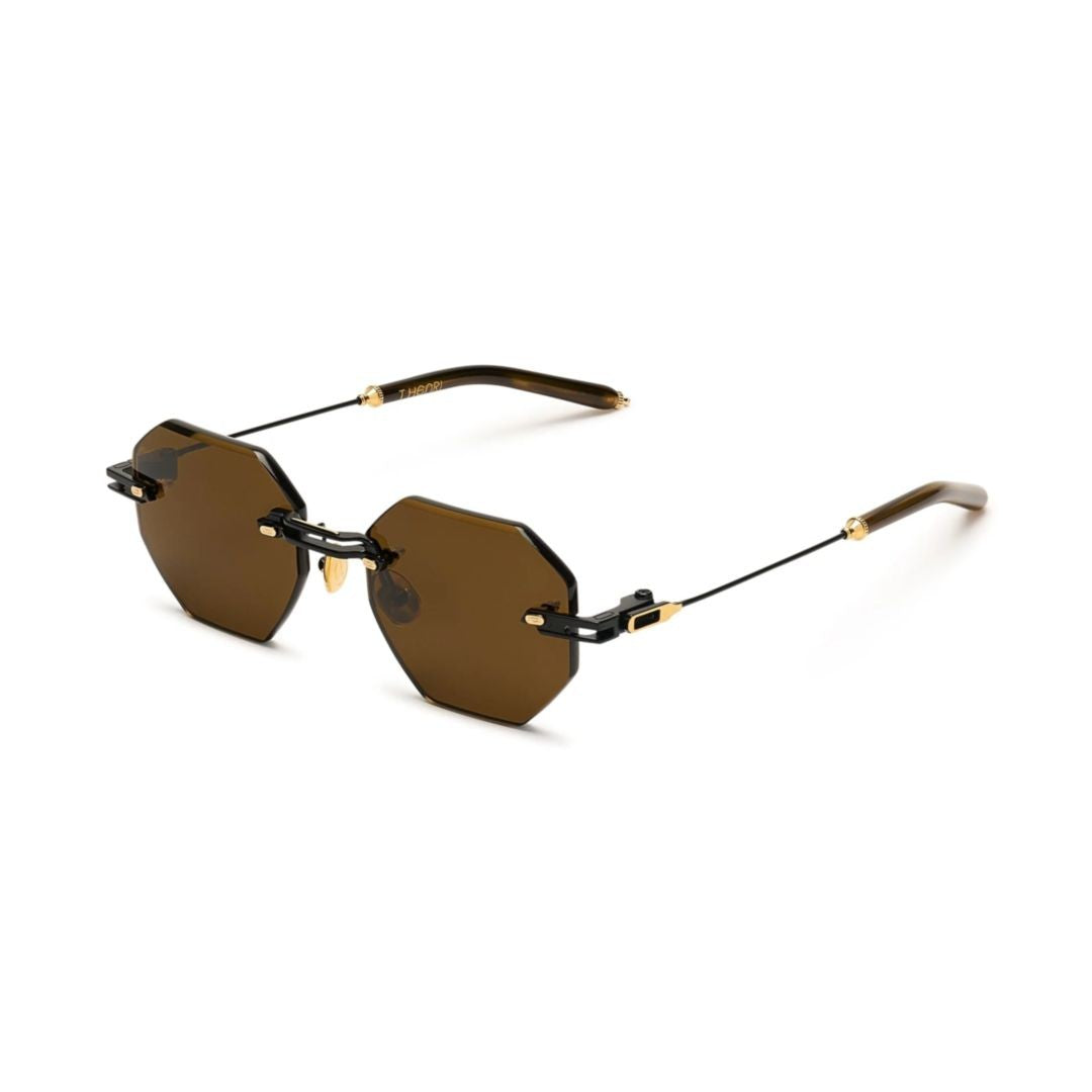 T Henri Trofeo Octagonal Brown Lens Sunglasses With Metal Frame