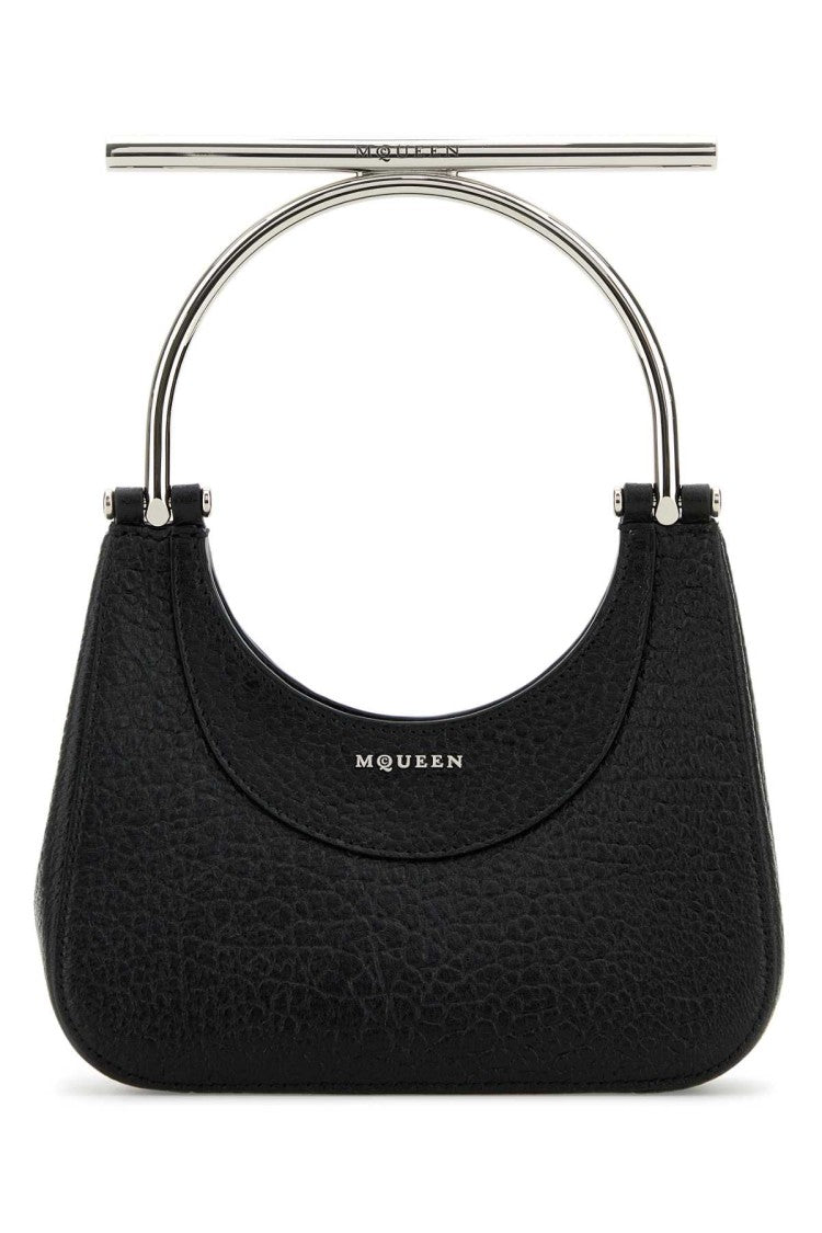 Alexander Mcqueen Black Leather Mini Cross-Bar Handbag