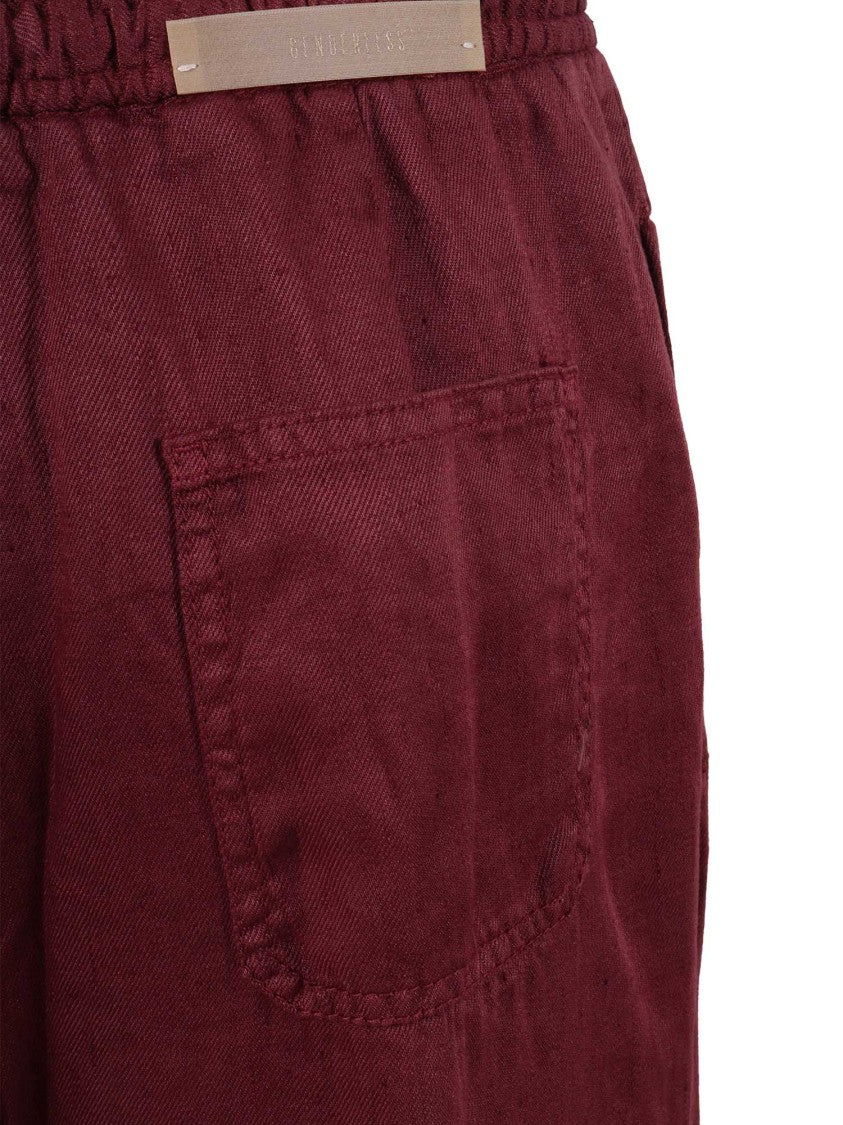 Briglia Burgundy Relaxed Fit Linen Straight-Leg Pants