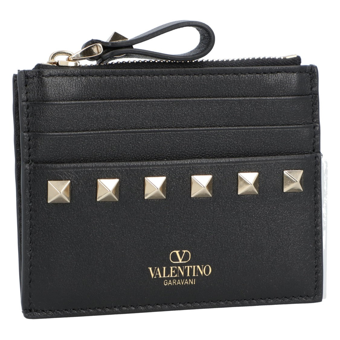 Valentino Rockstud Calfskin Card Wallet