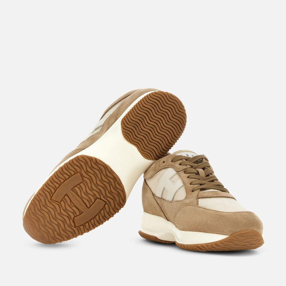 Hogan Interactive Lace-Up Sneakers In Calfskin And Nylon