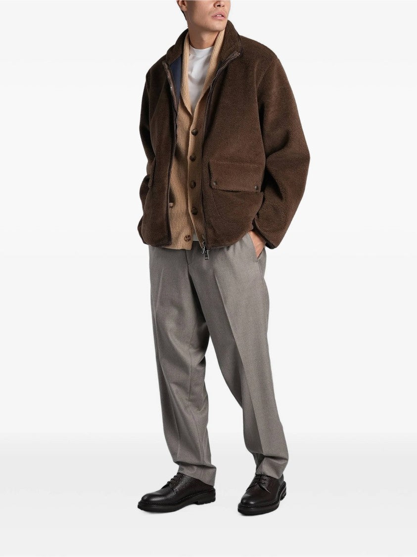 Ballantyne Textured Ebony High Collar Zipped Jacket