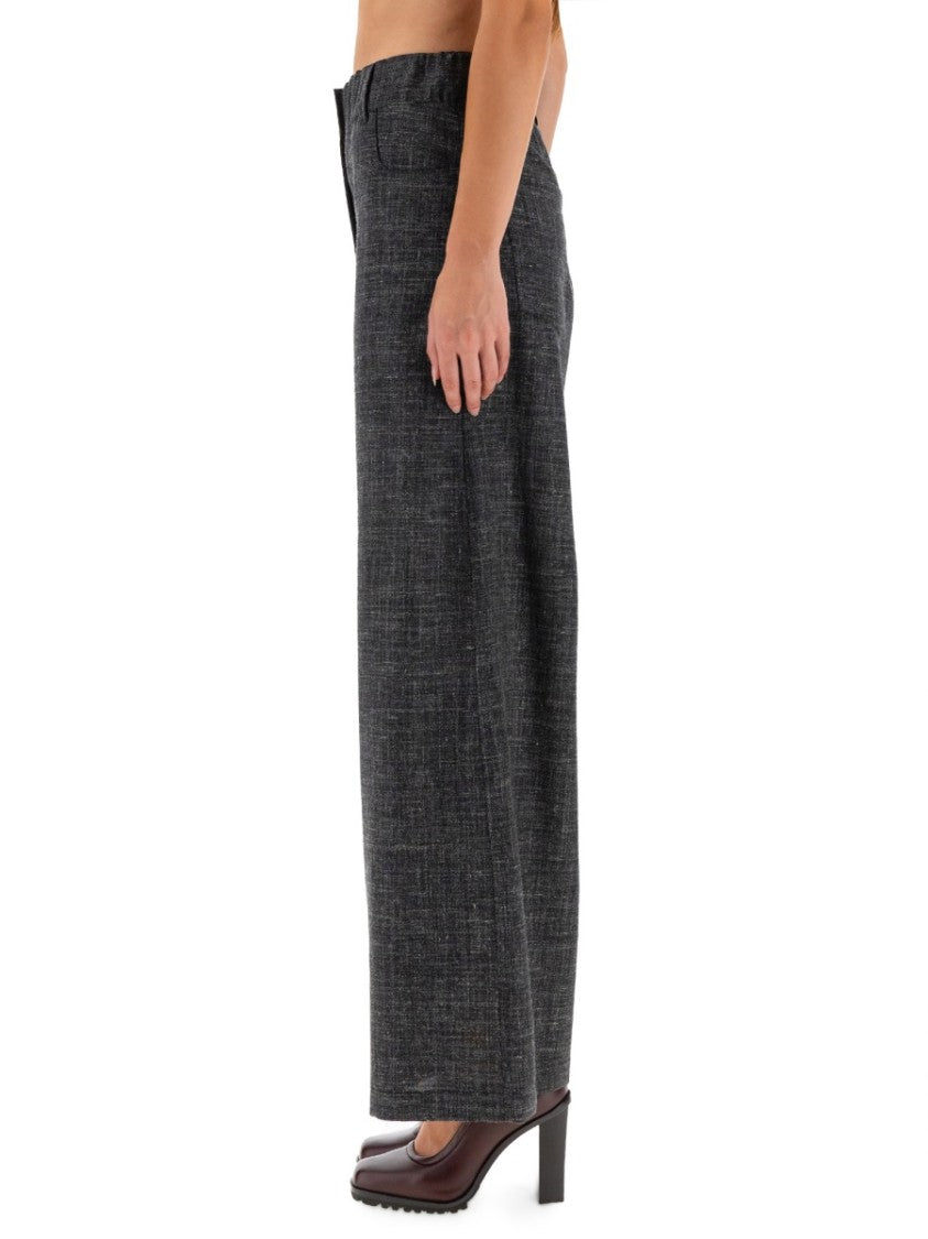 Alysi Tailored Wide-Leg Pants With Textured Check Pattern