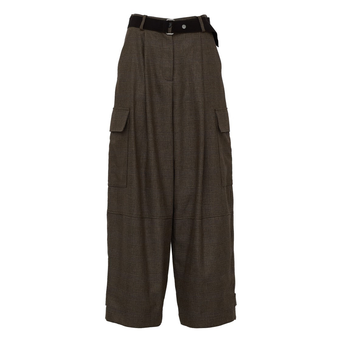 Parosh Prince Of Wales Check Wide-Leg Cargo Pants