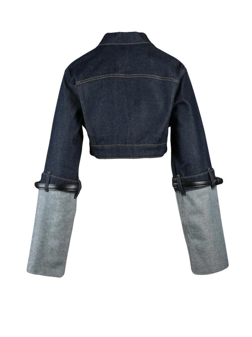 Coperni Blue Cotton Leather Women's Short Denim Jacket