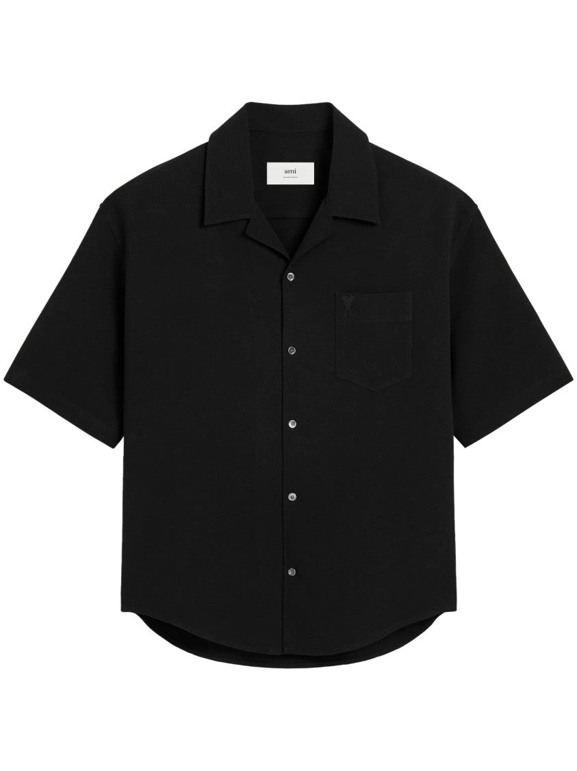 Ami Short-Sleeved Black Shirt With Classic Collar