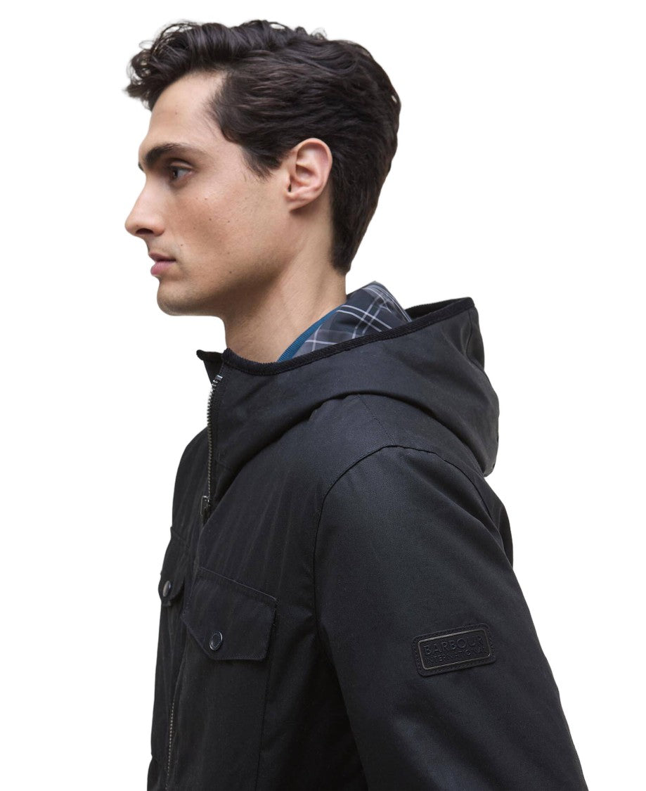 Barbour Black Leather Blane Wax Jacket