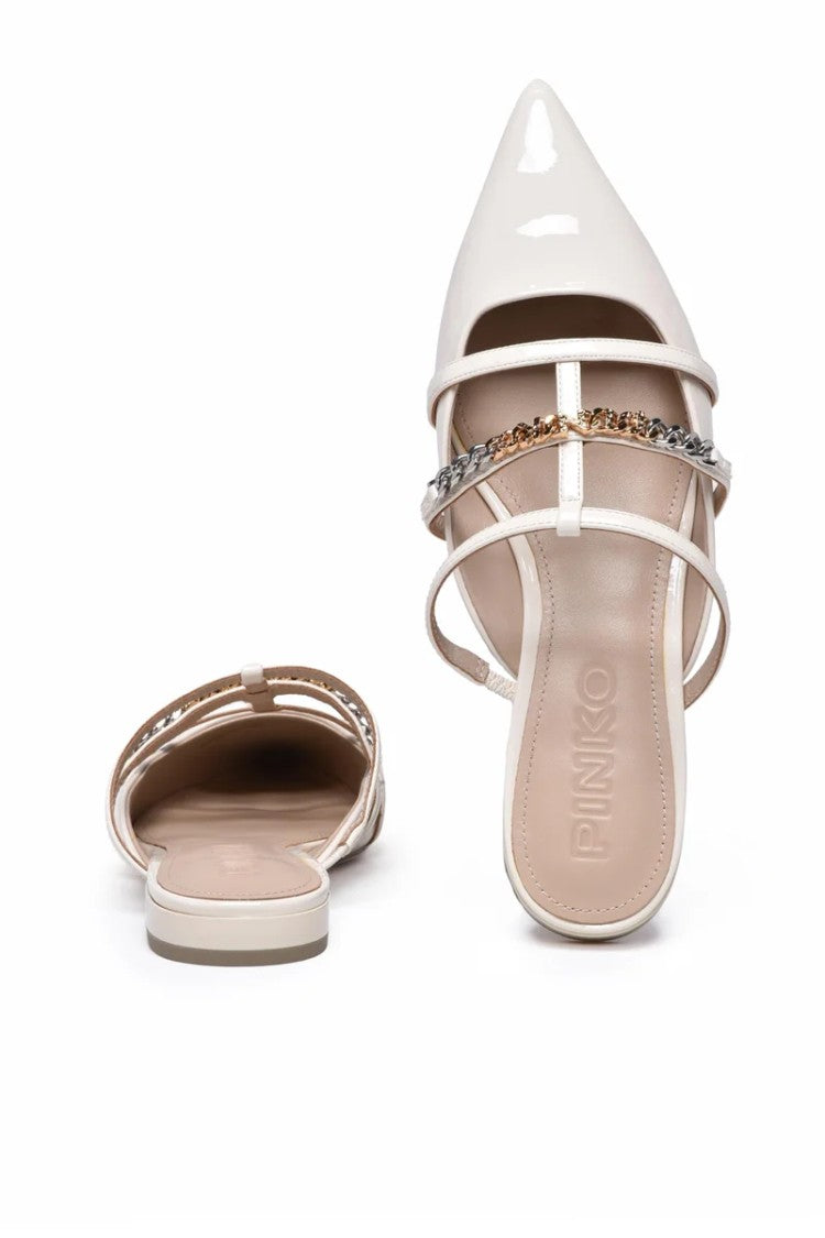 Pinko Patent Rubber Mules - White