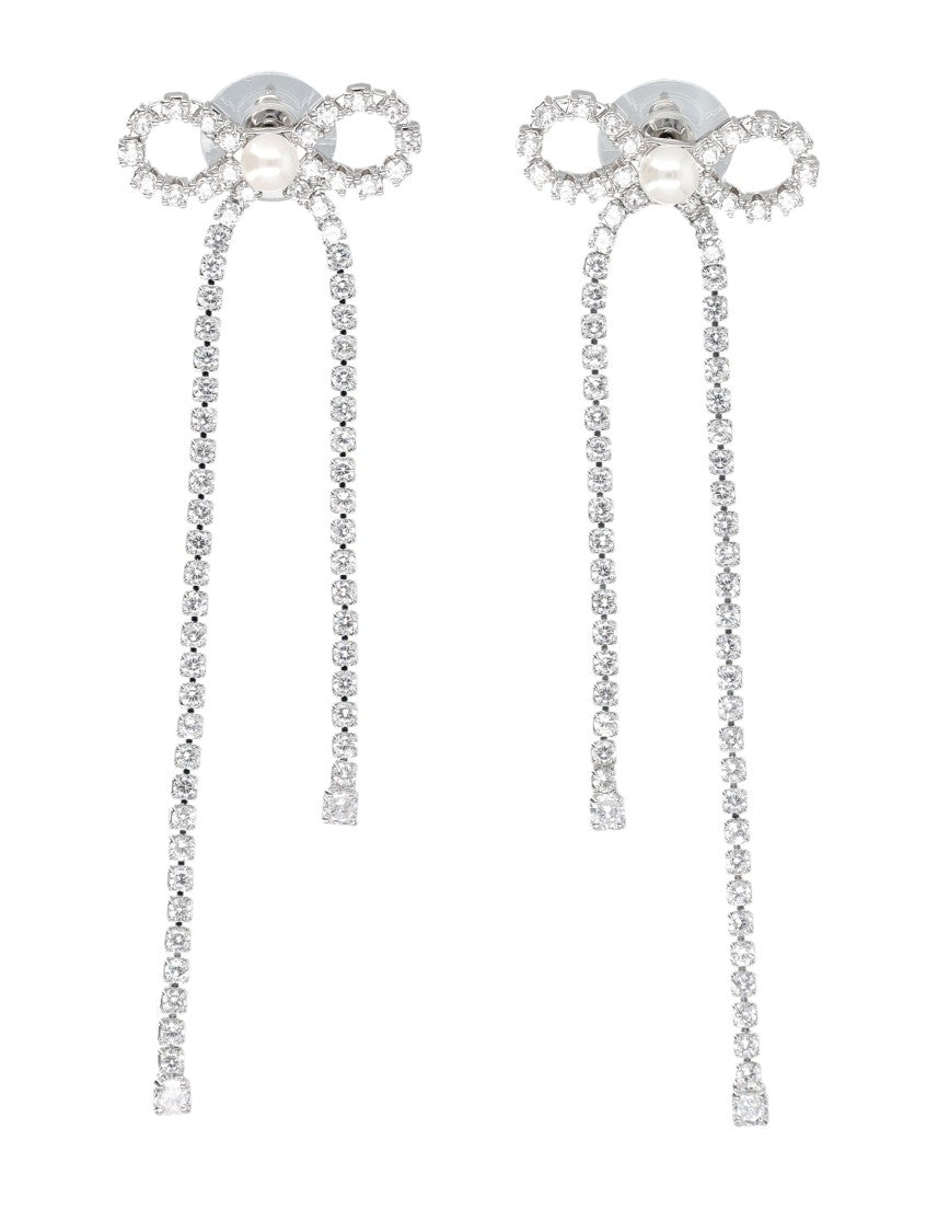 Self-Portrait Crystal Droplet Bow Earrings