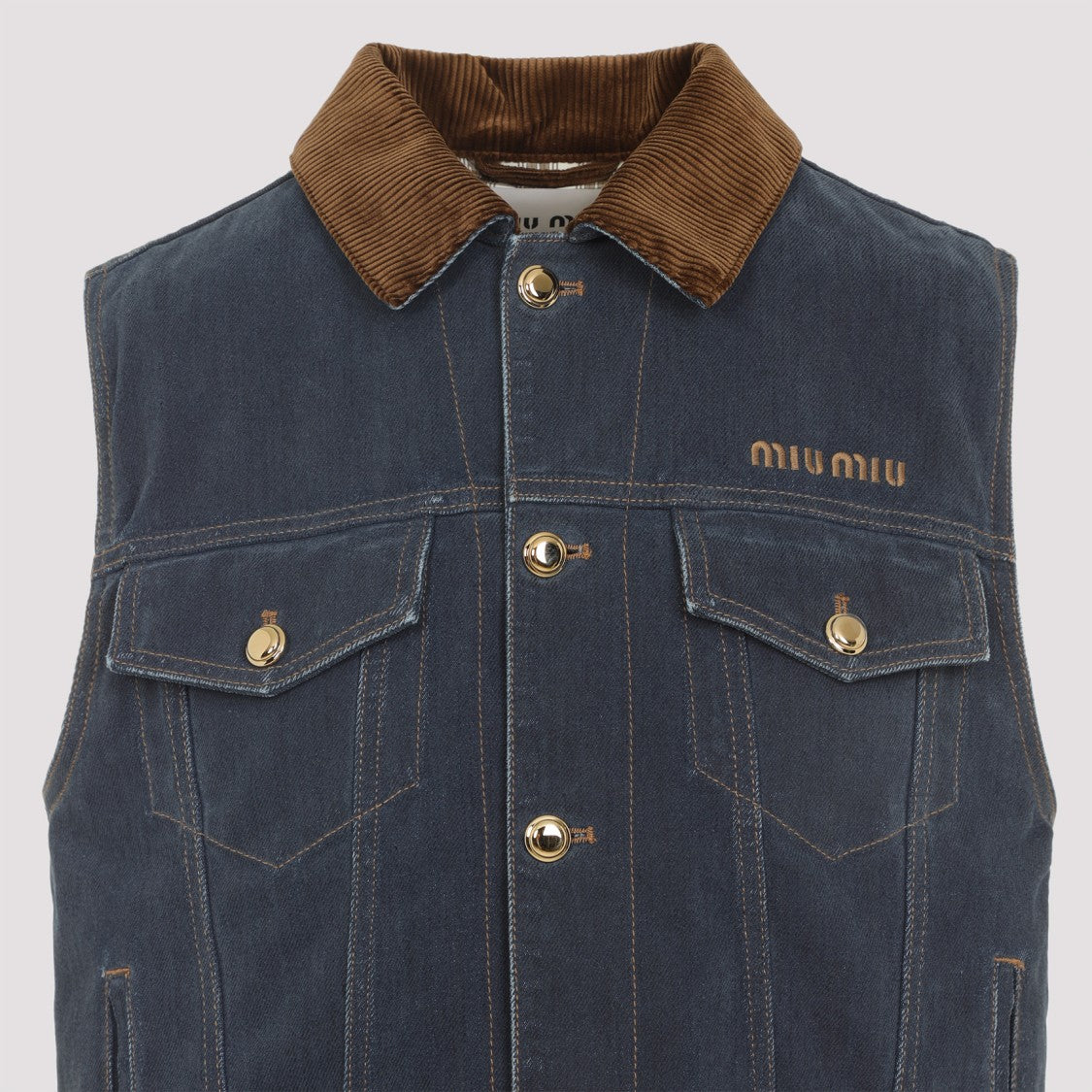 Miu Miu Blue Cotton Denim Flock Jacket
