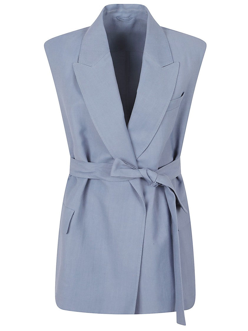 Brunello Cucinelli Sleeveless Tailored Coat With Belted Waist