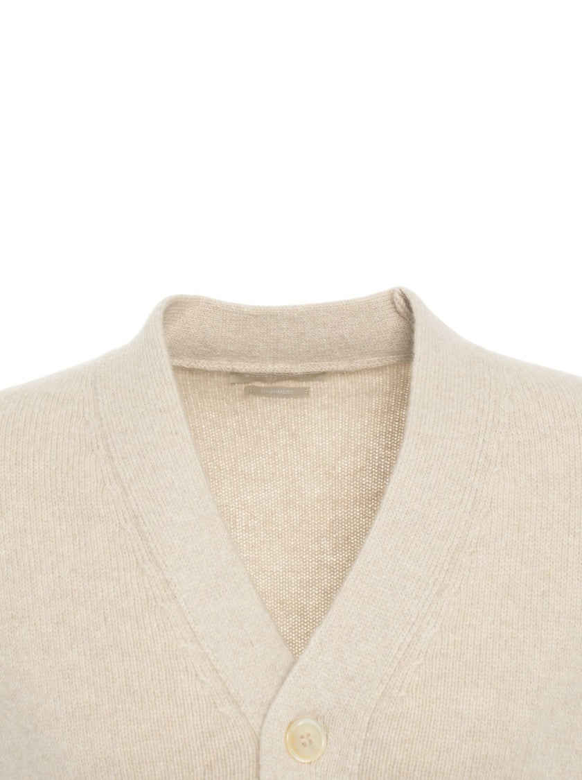 Daniele Fiesoli Beige Cashmere Cardigan With V-Neck