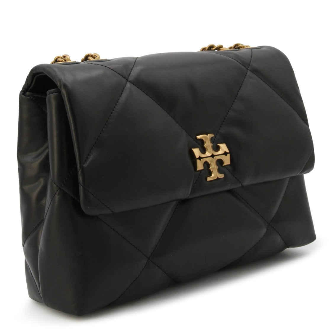 Tory Burch Black Leather Kira Diamond Shoulder Bag