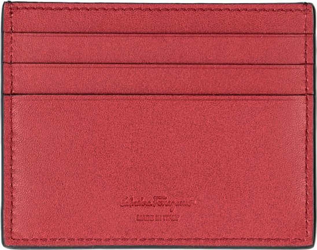 Salvatore Ferragamo Textured Leather Cardholder With Polished Logo Detail