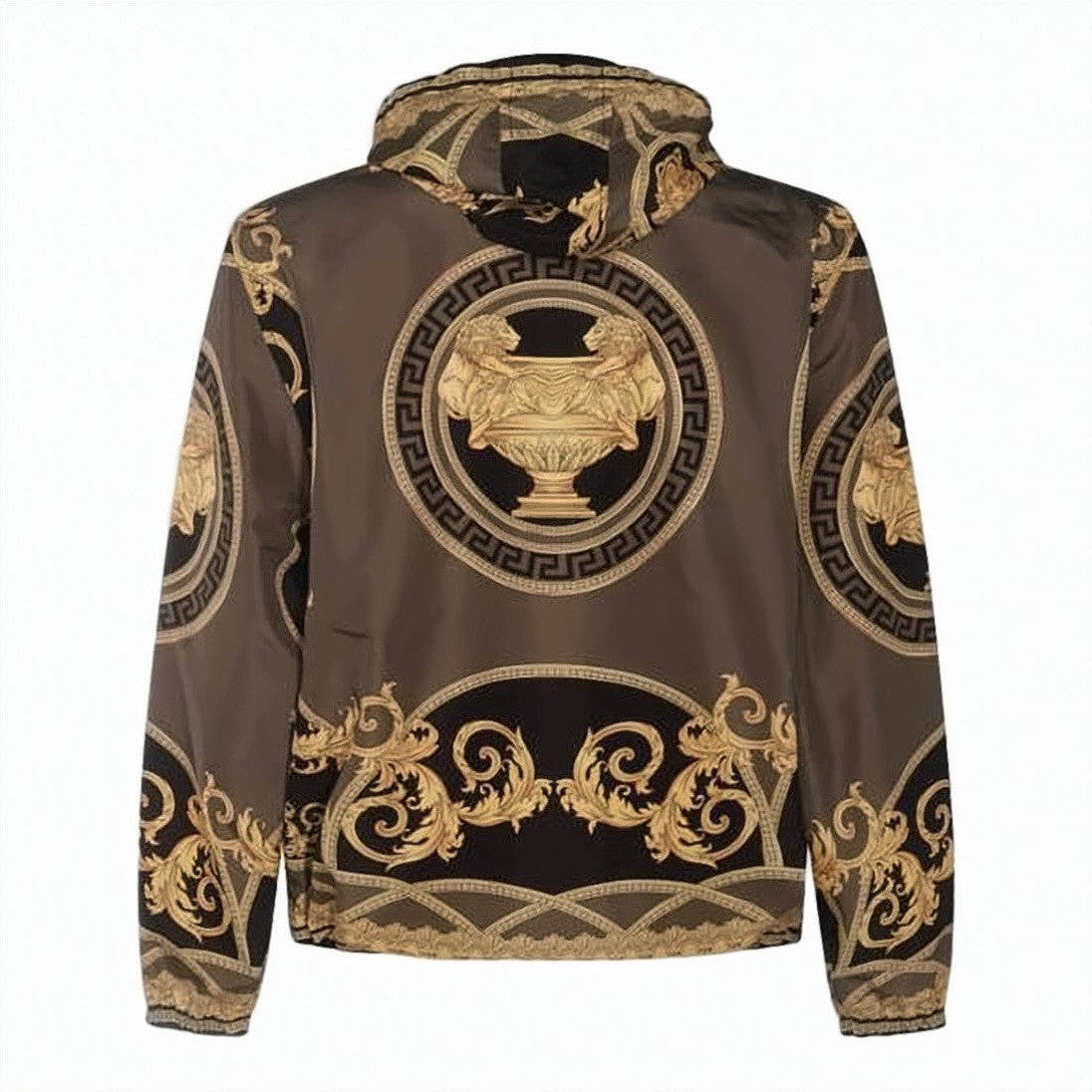 Versace Baroque-Inspired Black Polyester Jacket With Gold Accents